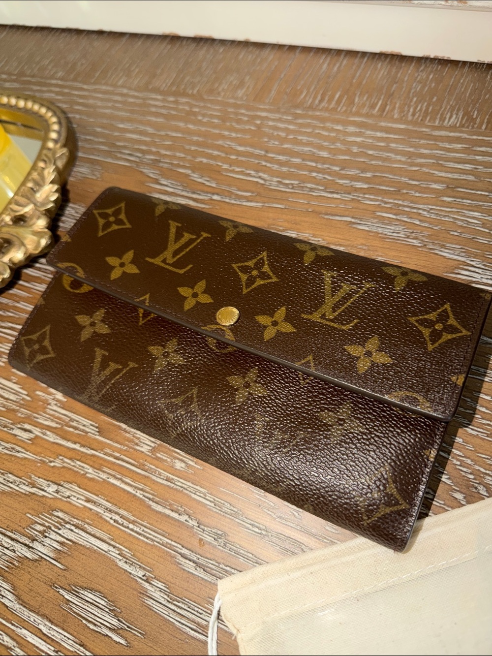 Louis Vuitton Monogram Canvas Brown and Gold Long Card Holder